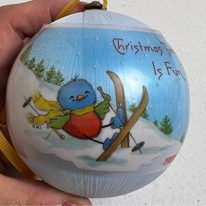 VTG Melbourne & Perth Christmas Ornament Satin Ball Blue 1983